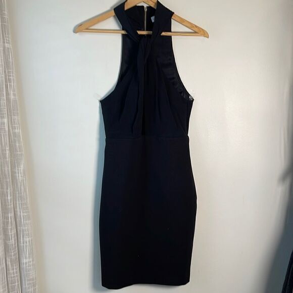 EUC Bec + Bridge Black High Neck Peek A Boo Mini Dress US 4 - Picture 2 of 13